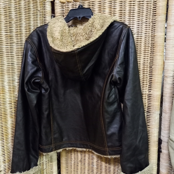 MM Essentials Marc Mattis Hoodie Jacket Brown Faux Leather Quilti edSize S/38 - Picture 7 of 10